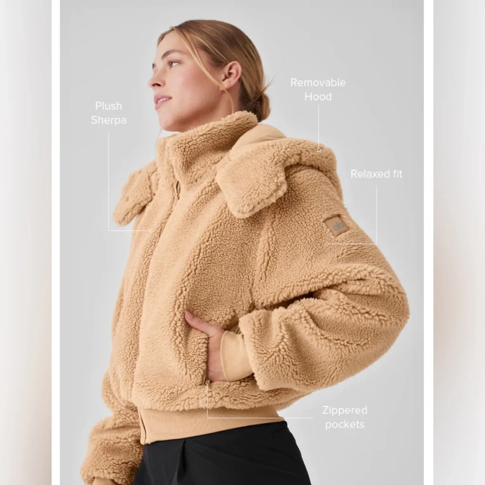 Alo Yoga Foxy Sherpa Camel Jacket size Medium